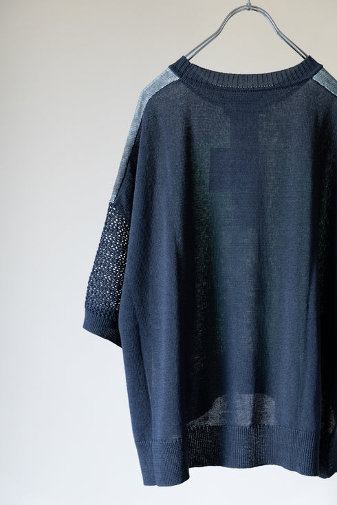 【Licht Bestreben】"プリントメッシュスリーブサマーニットTシャツ"